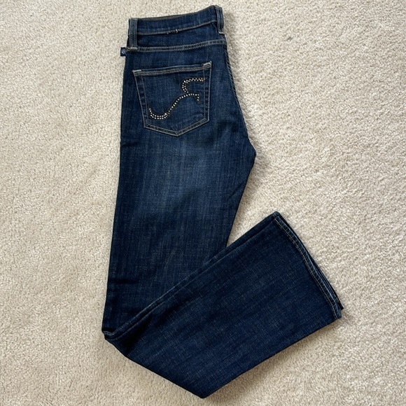Dark Denim Rock & Republic Low Rise Bootcut Jeans With Crystal Pockets Sz 10 - Picture 4 of 15